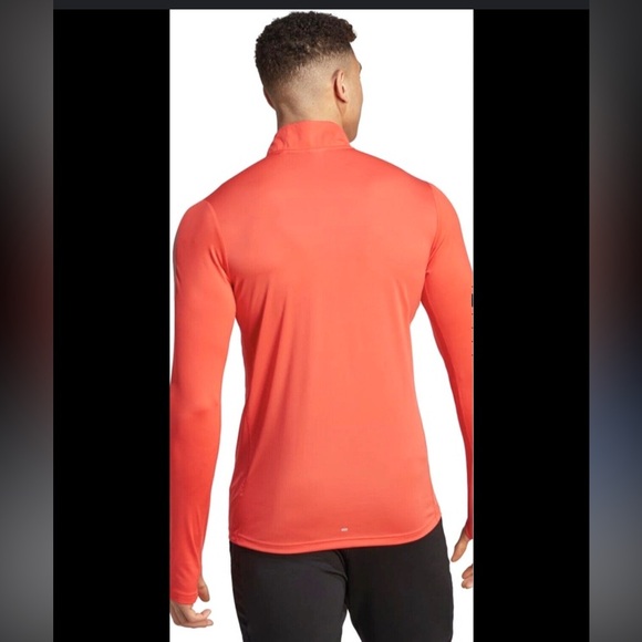 Adidas Men's Bright Orange 1/4 Zip Jacket - Picture 8 of 9
